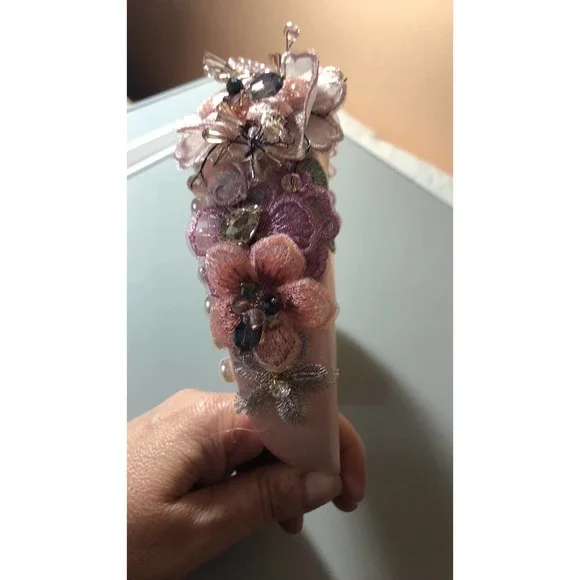 BAROQUE Style Headband Pearl Lace Petal Diamond Crystal Pink - Picture 8 of 8